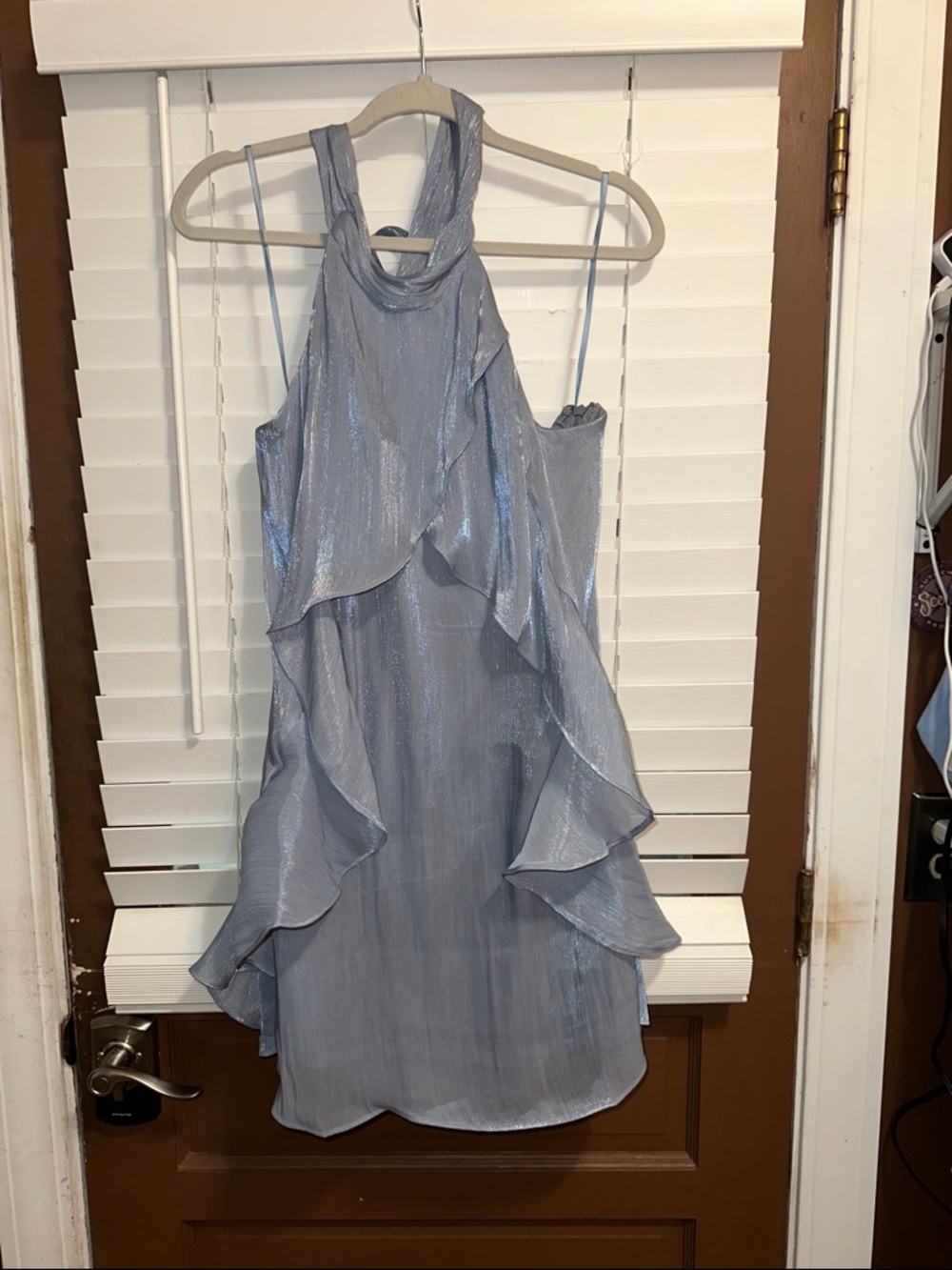 NWT B.Right Light Blue Ruffle Halter Dress